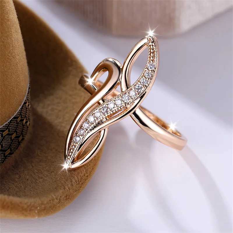 Unique Infinity Rings For Wen Geetric Tree Wedding Bands Champagne Gold Color White Zircon Cocktail Ring Party Jewelry X2502201
