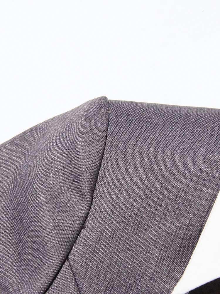 Elegant Casual Spliced Belt Blazer For Women Notched Collar Long Sleeve Patchwork Pocket Colorblock Blazers Female