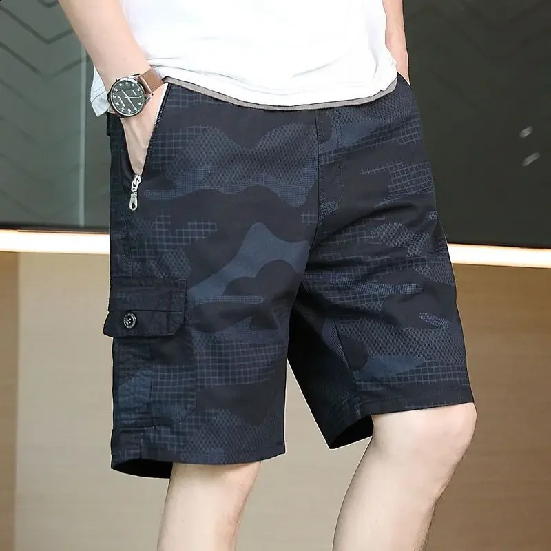 Bermuda Short Pants for Men with Zipper Camo Mens Cargo Shorts Half Camouflage Vintage Comfortable Jorts er Y2k 250220