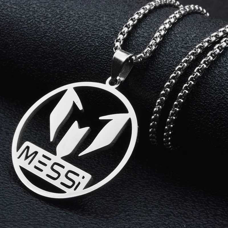 HNSP Lionel Mi Stainl Steel Pendant Chain Necklace For Men Boy Accories Jewelry Football Soccer Star GiftXJ250219