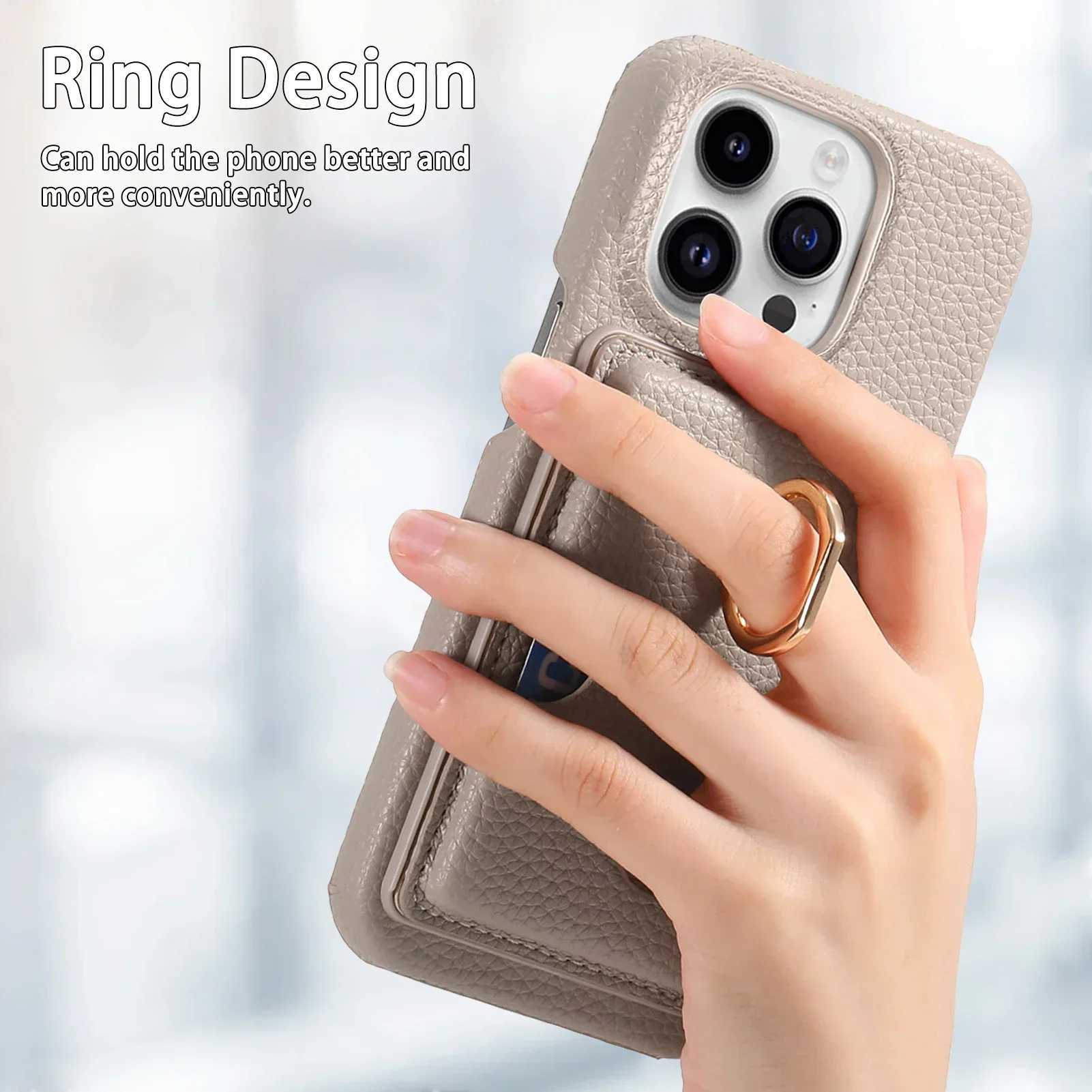 Leather Ring Support Phone Case for IPhone 13 12 Mini 16 15 14 11 Pro Max X XR 7 8 Plus Wallet with Card Holder Shockproof Cover Z250220