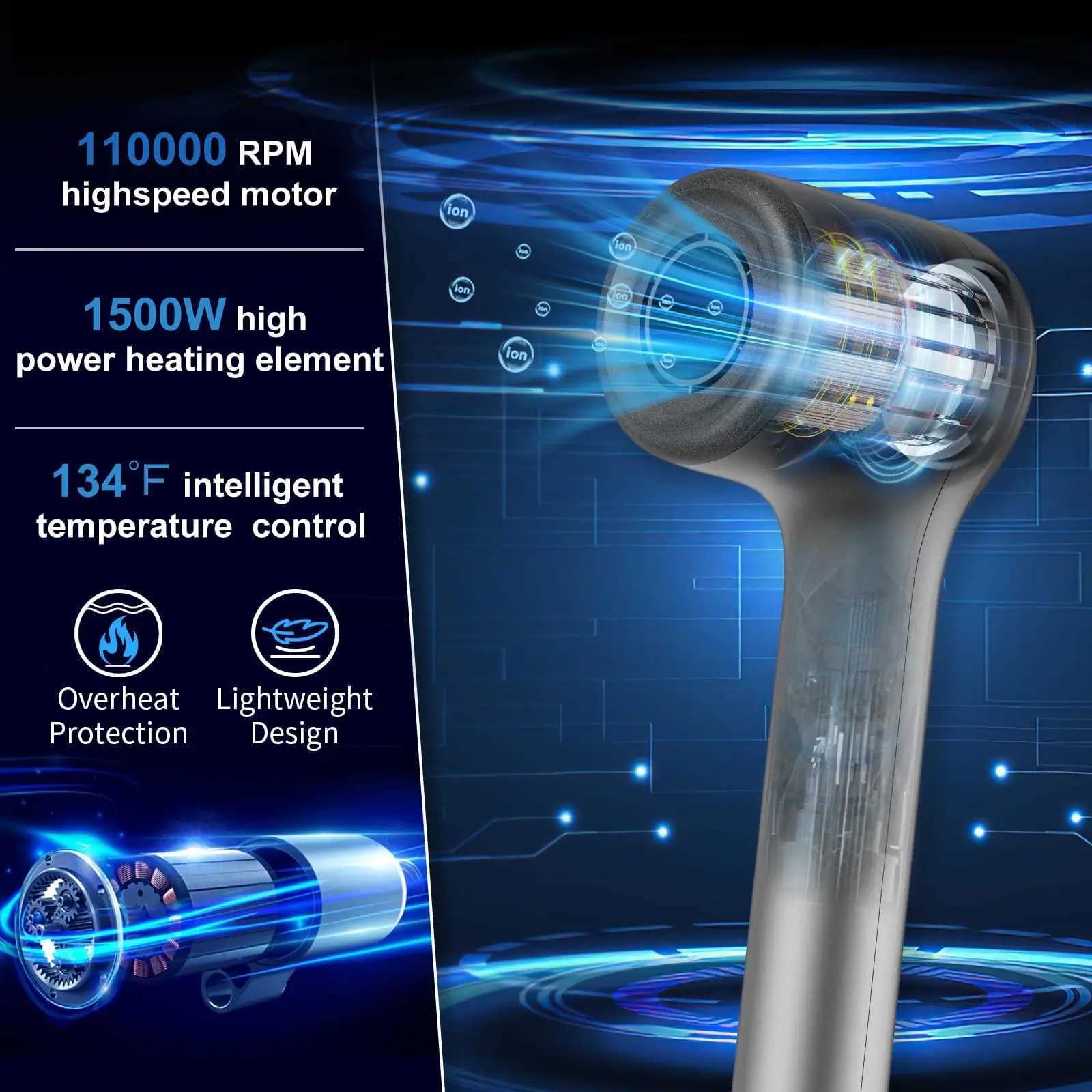 500W portable negative ion high-speed household one-step electric professional ion hair dryer W250220