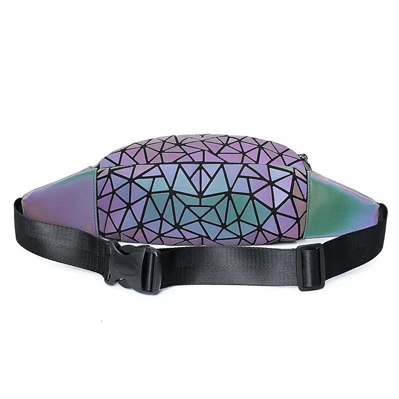 Womens fashion waist bag Holographic Geometry luminous folding chest crossbody 250219