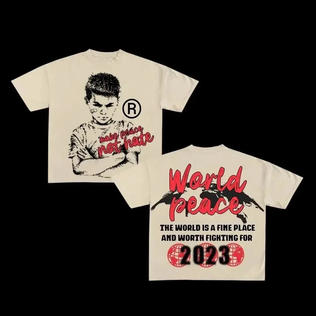 America War Girl Graphic Print Tshirt Y2k Retro Loose Short Sleeve Round Neck Cotton Top Gothic Streetwear Men Clothing 250213