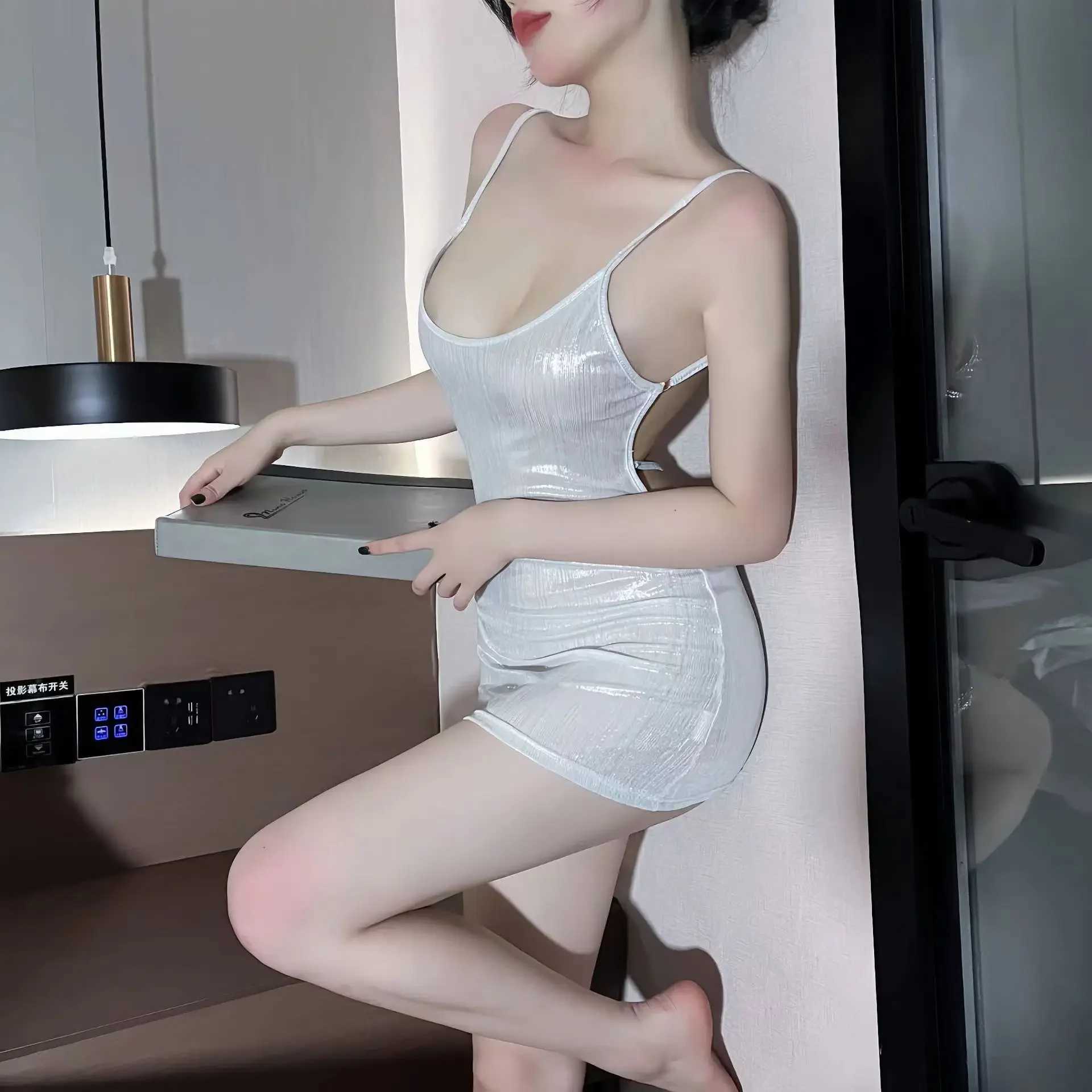 Sexy Lingerie Women Exotic Short Nightgown Sex Suit Perspective Lingerie Sexy Female Lace Slim Sling Short Dress Club Wear W250220