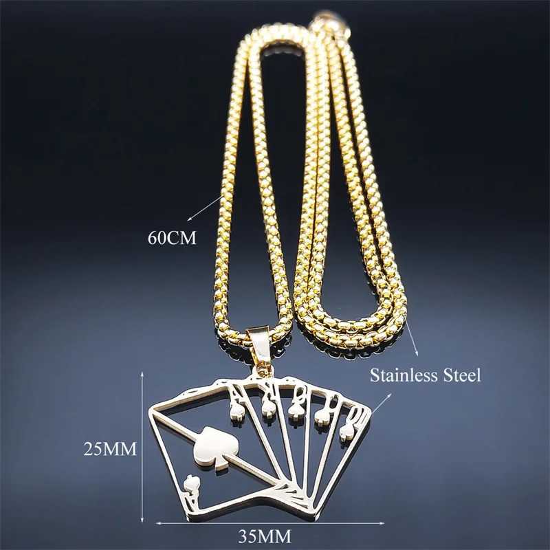 Lucky Ace of Spades 10 J Q K A Necklace Stainl Steel Card Casino Fortune Playing Cards Necklace Jewelry collier6106XJ250219
