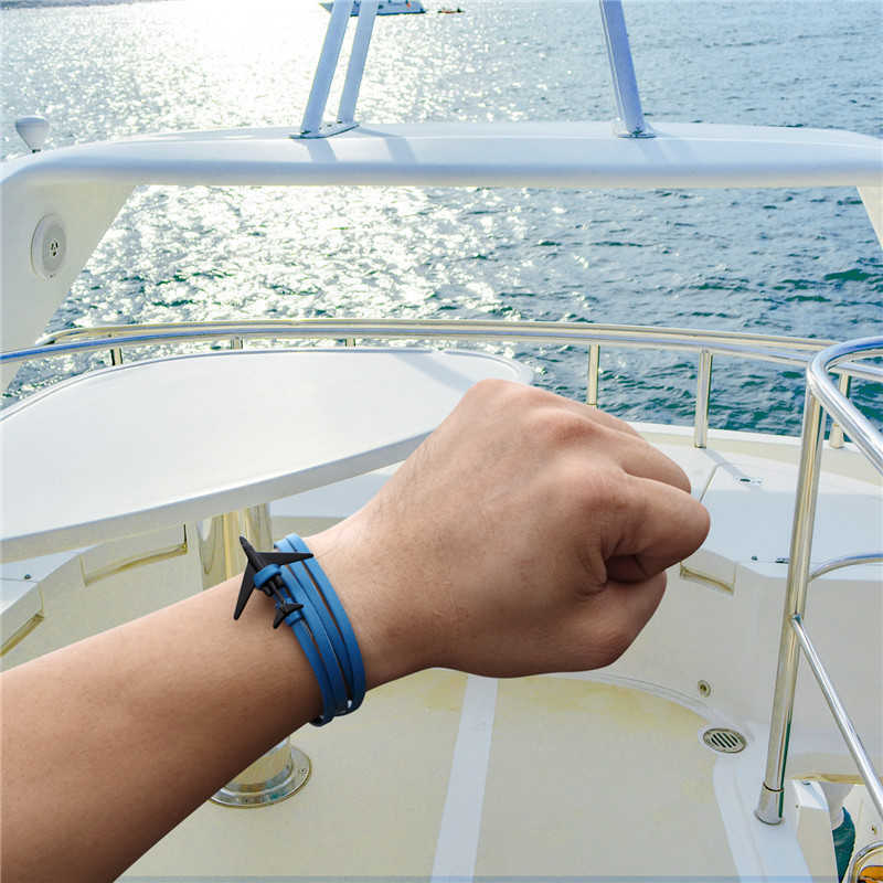 Charm Bracelets Personalized bracelet fashionable multi-layer airplane design multi-color leather rope bracelet accessories H25220