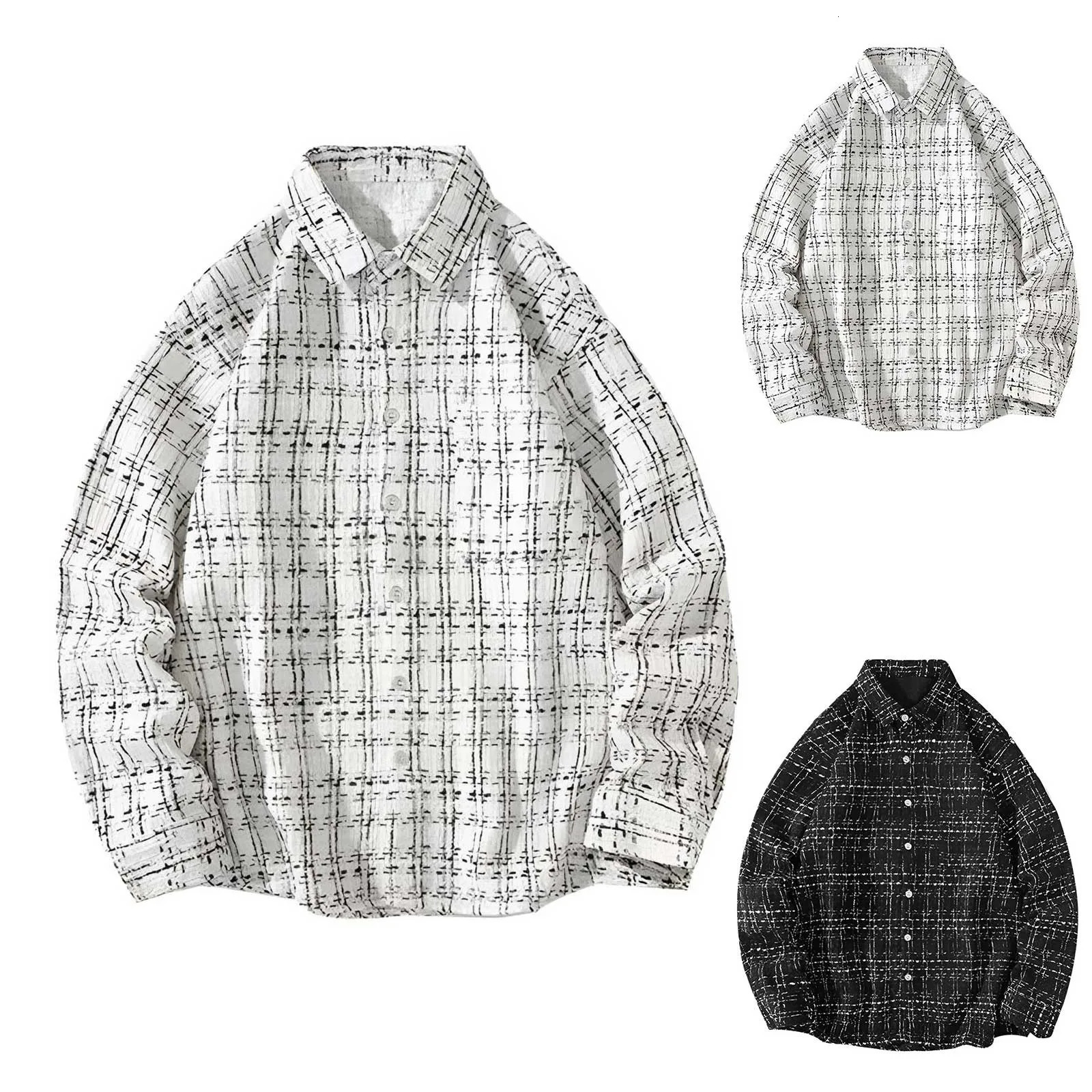Y2k Plaid Jacket Shirt Coat For Men Korean Version Single-Breasted High Street Handsome Cardigan Top Trend Streetwear Jackets 250219
