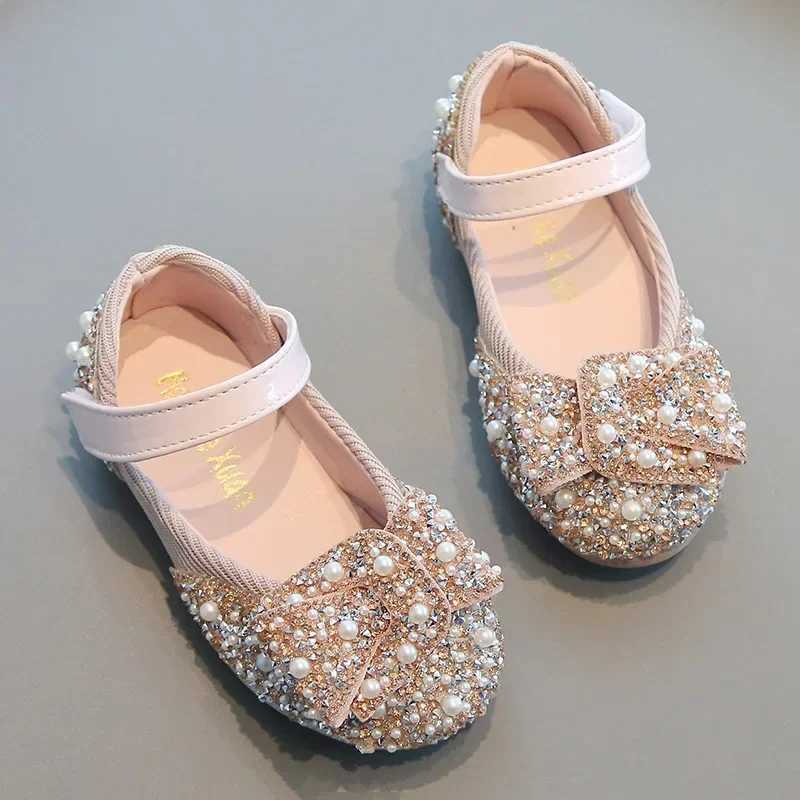 Elegant Girl Princess Shoes Shallow Luxury Childrens Leather Shoes Fashion Causal Non-slip Kids Wedding Party Flat Shoes Chic X250220