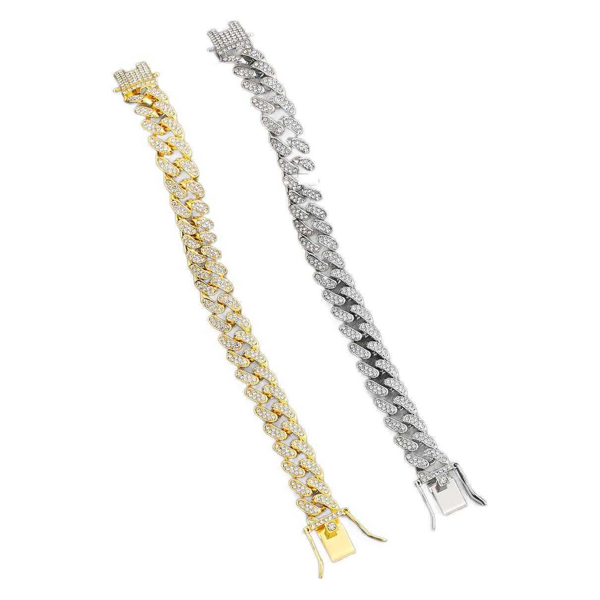 Charm Bracelets Fashion bracelets mens accessories diamond studded alloy hip-hop bracelets electroplated couples hand accessories H25220