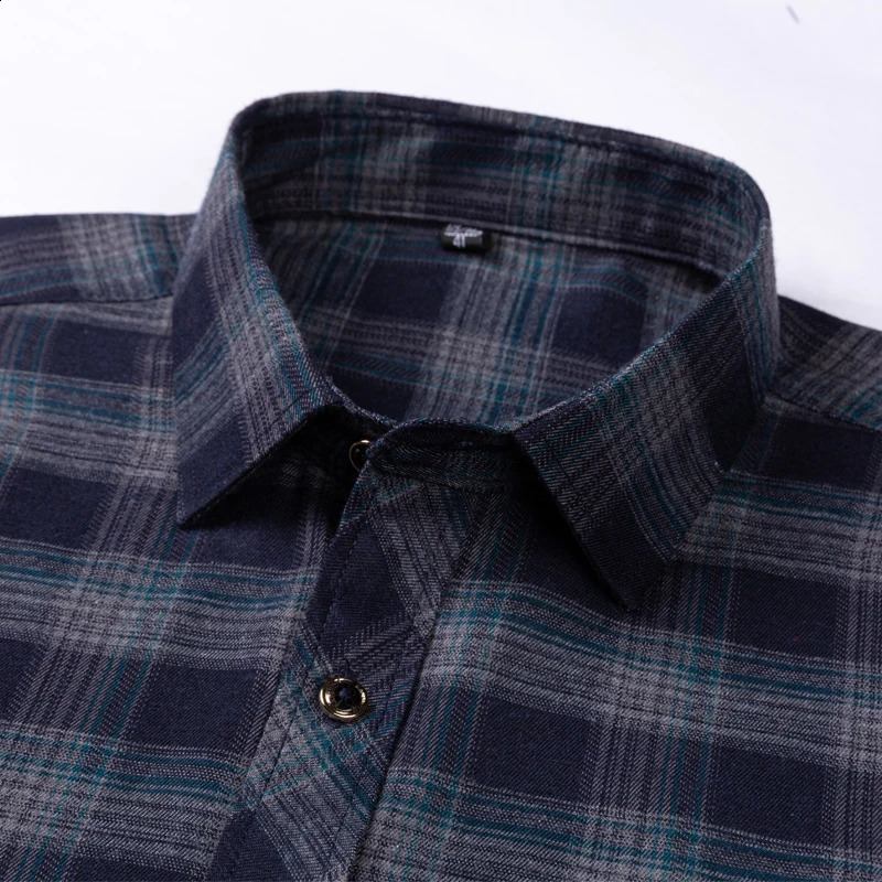 2024 mens flannel shirt long sleeved pure cotton soft formal brushed single pocket comfortable casual and fashionable plain weave 250220