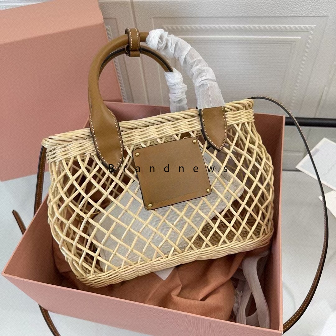 Wicker Shoulder Basket: Natural Straw Beach Tote With Detachable Strap, Handmade Vintage Handbag For Women
