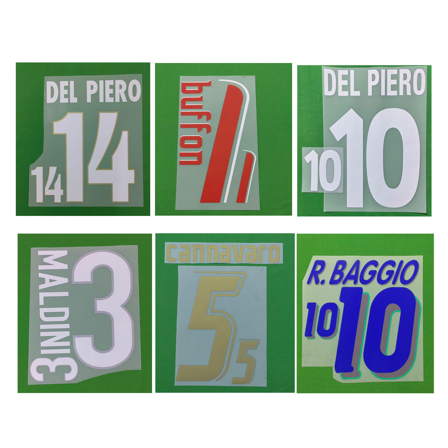 Retro Nameset #18 BAGGIO R Nameset buffon MALDINI Printing Heat Transfer Iron On Soccer Patch Badge