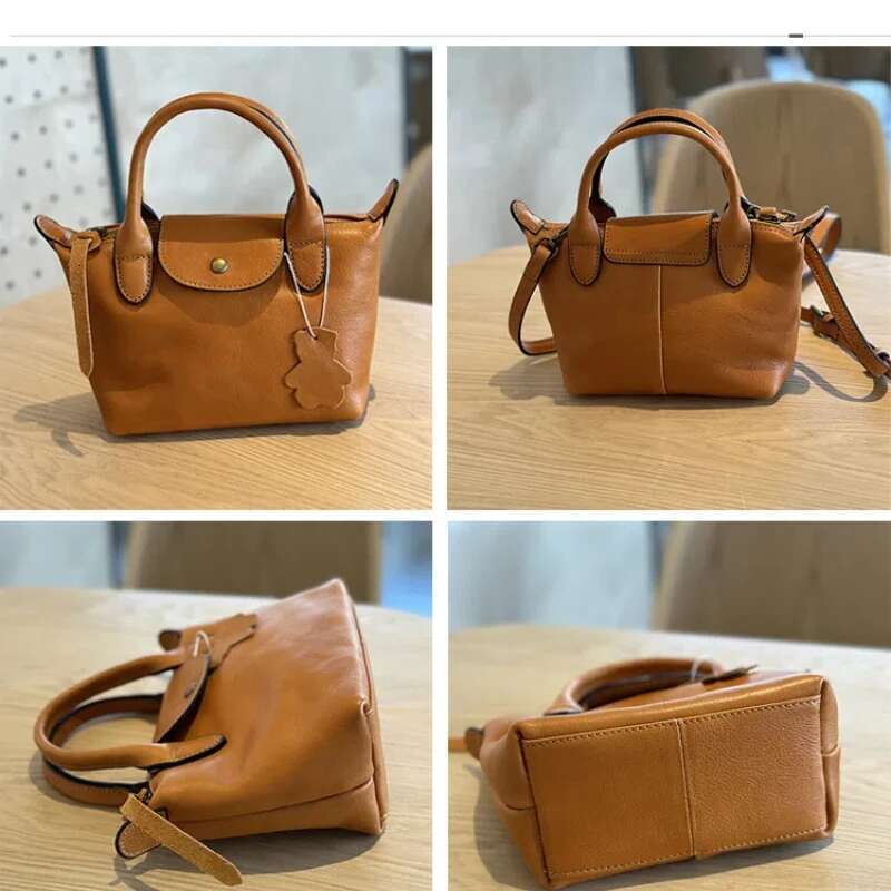 Vegetable Tanned Cowhide Women's Vintage Small Handbag Shoulder Genuine Leather Casual Dumpg Mini Crossbody Bag