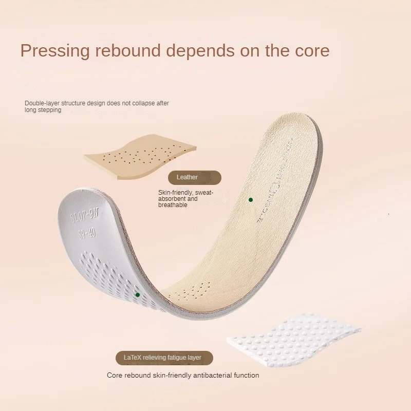 Cowhide Insoles Leather Latex Sports Insole Shoes for Arch Support Shoe Pads Shock Absorbing Sole Inserts 250219