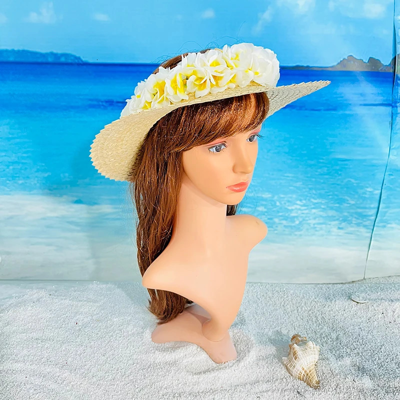 Fashion Straw Hat Sun Hat Summer Beach Crownless Straw Sun Hat for Women Papale Lauhala Straw Hats Hawaii Visors 250219