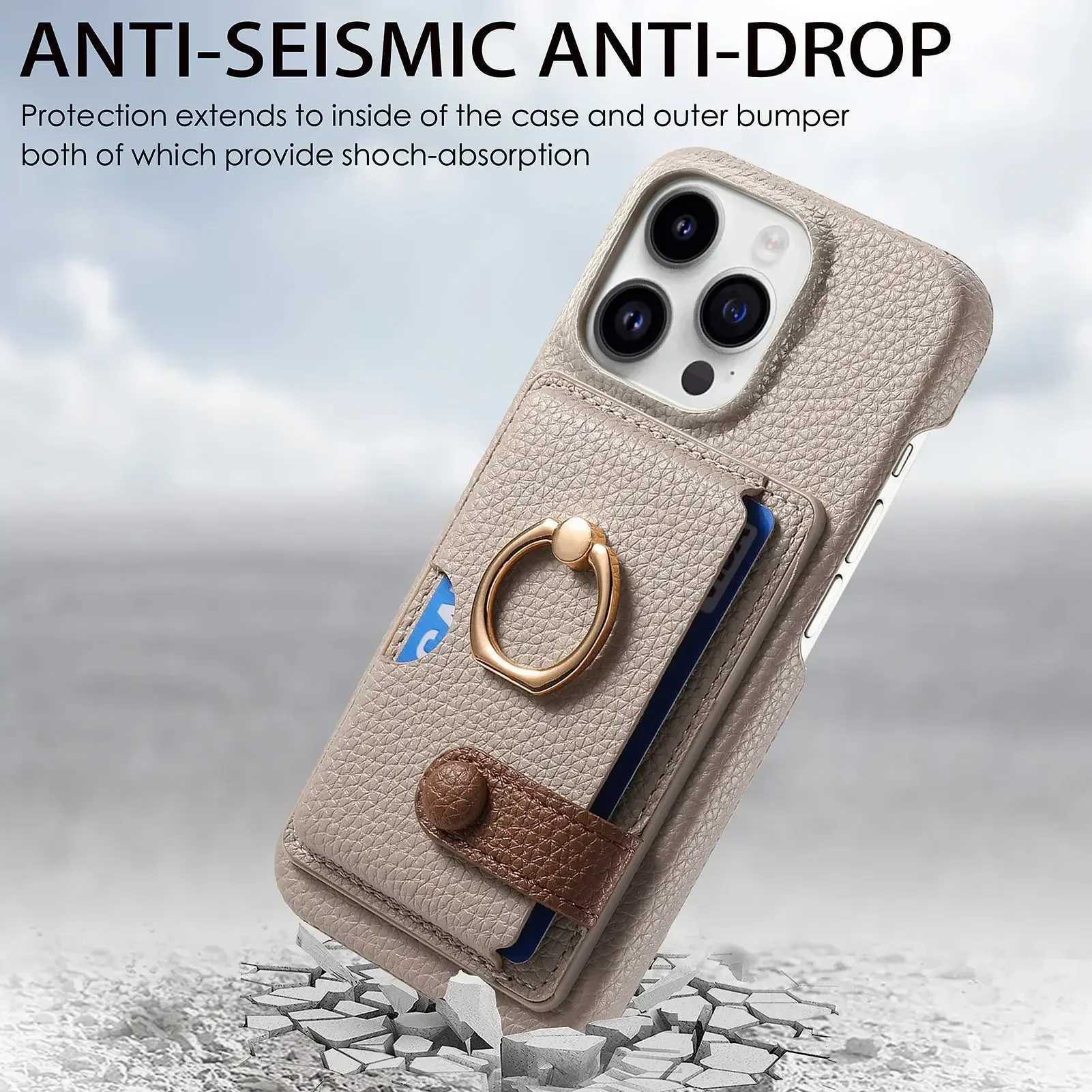 Leather Ring Support Phone Case for IPhone 13 12 Mini 16 15 14 11 Pro Max X XR 7 8 Plus Wallet with Card Holder Shockproof Cover Z250220