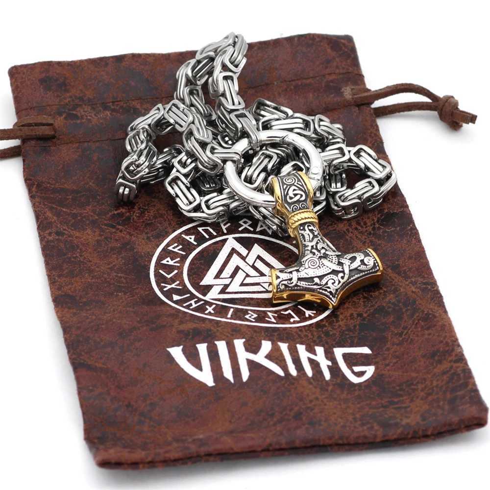 Nordic Celtic Wolf Mens Necklace Viking Wolf Head Stainl Steel Pendant scandinavian Rune Accories norse Amulet JewelryXJ250219