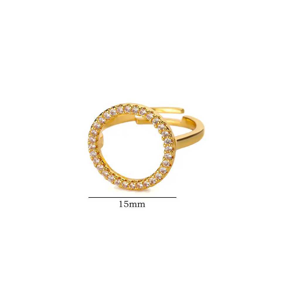 Fashion Zircon Hollow Round Rings for Wen Stainless Steel Gold Color Adjustable Wedding Ring Aesthetic Jewelry Gift rings X250220