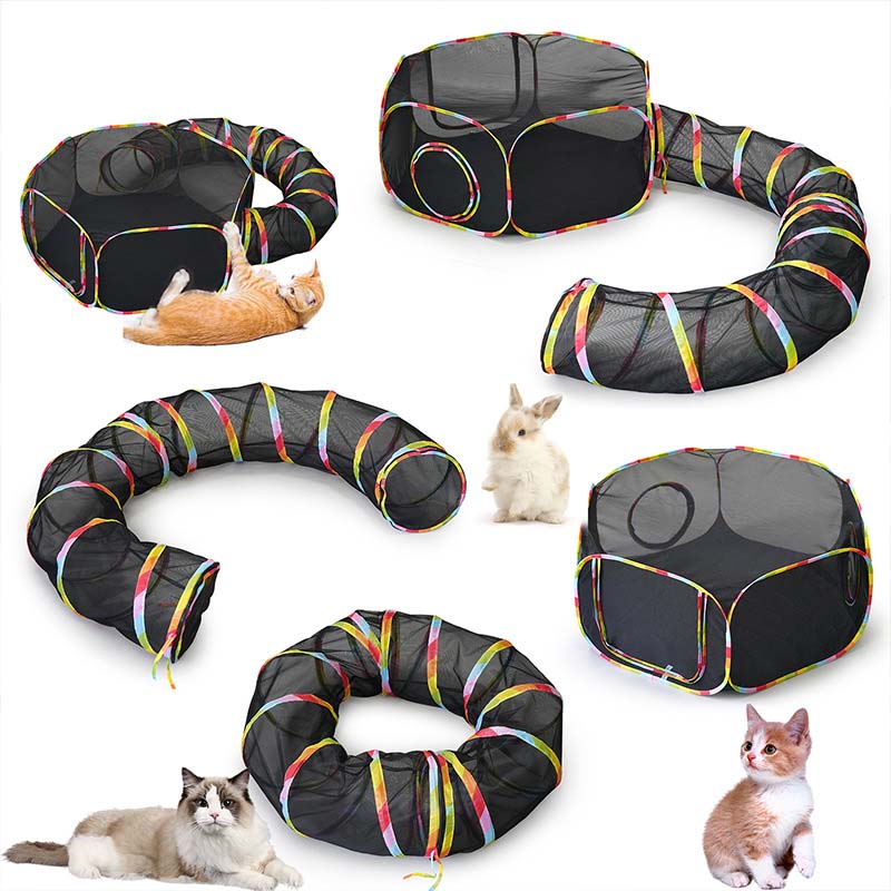 Outdoor Cat Enclosures Playground Outside House for Cats Portable Cat Tent, Circle Playpen Tunnel, for Kitty and Small Animals Within Storage Bag