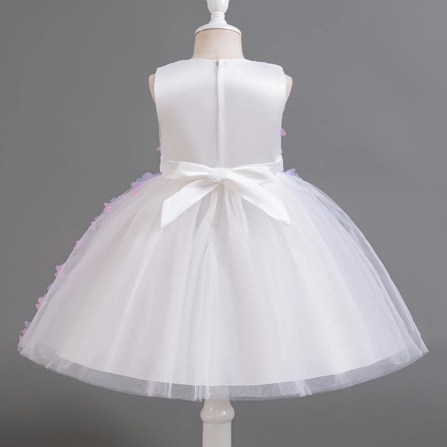 Formal Girls Pink Princess Dress Flower Girl Wedding Prom Gown 3D Butterfly Childrens Puffy Dress Elegant Party Dresses 250220