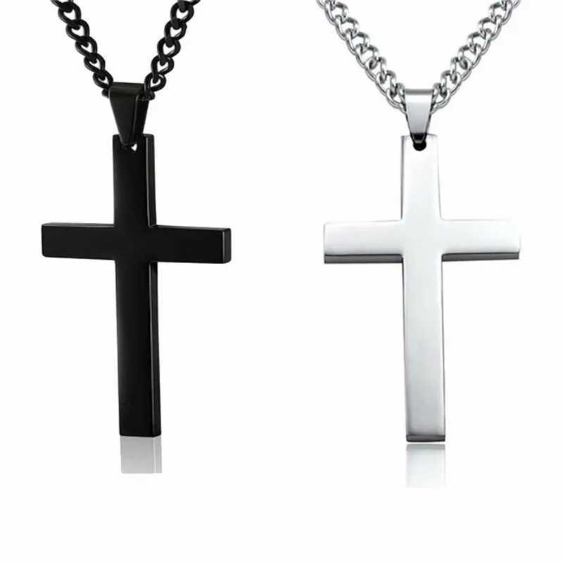 Fashion Stainl Steel Cross Pendant Necklace For Women Men Link Chain Charm Necklace Cool Boys Girls Punk Hip Hop Jewelry GiftXJ250219