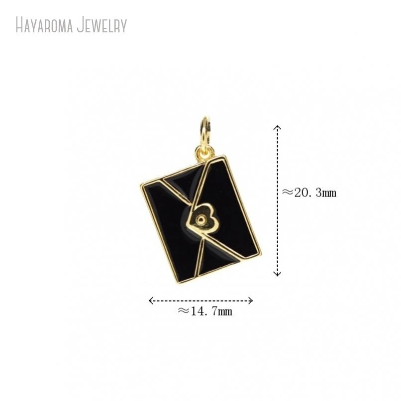 10Pcs Envelope Shape Pendant Metal Wholesale Gold Color Enamel Copper Jewelry Charms 250213