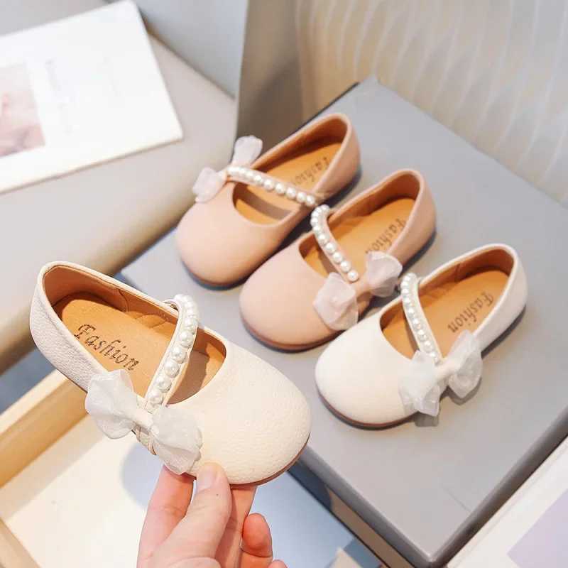 Children Casual Shoes for Girls Pearls Chic 2024 New Summer Elegant Princess Mary Jane Shoes Simple Platform Non-slip Kids Shoes X250220