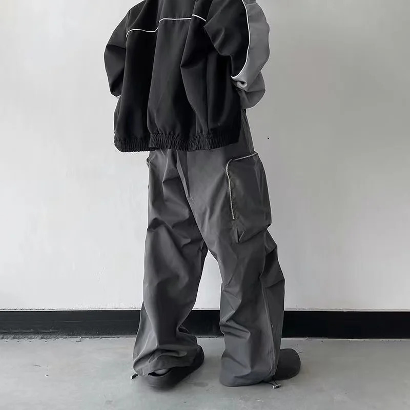 Black Baggy Cargo Pants Fashion Harajuku Straight Trousers Mens Y2K Vintage Baggy Casual Pocket Streetwear Hip Hop Korean Style 250218