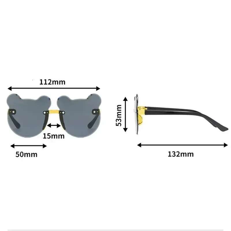 Ddmyshoesvip Fashionable New Outdoor Travel Skiing Cartoon Bear Sunglassess For Boy Girl Children Rimless Casual Sunglasses