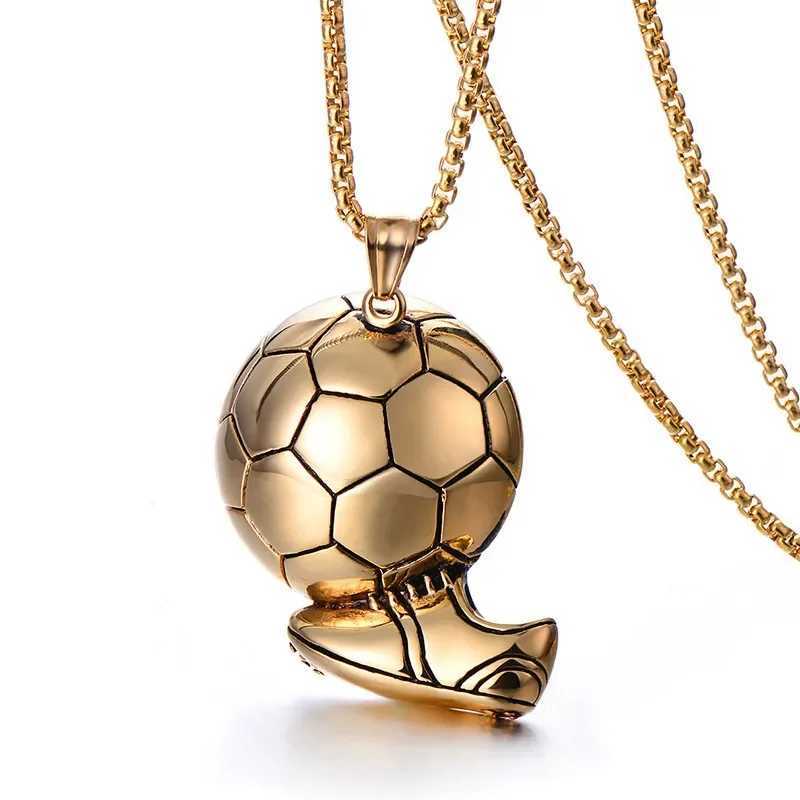 Fashion Soccer Shoe Sneaker Pendant Necklace Football Stainl Steel Ball Chain Necklaces for Men Hip Hop Sports Charm JewelryXJ250219