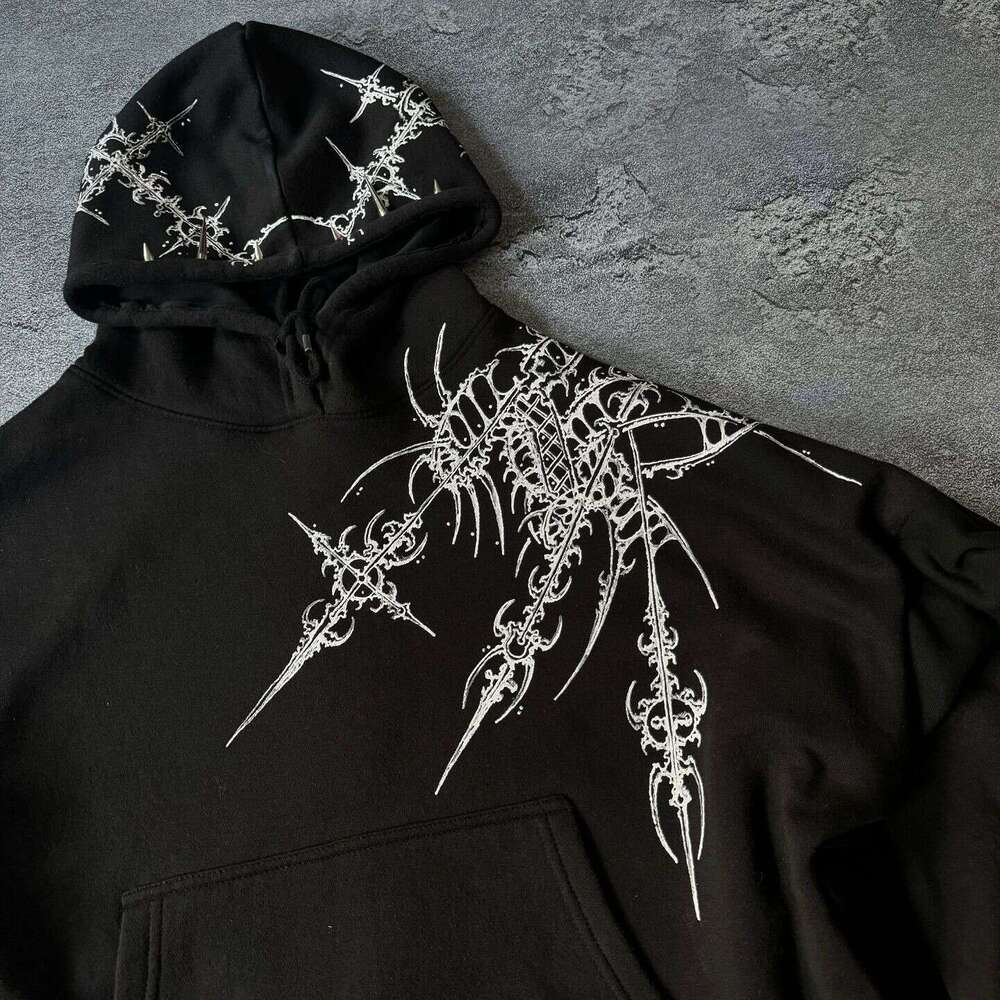 Sweatshirt printed pattern long sleeved pullover hoodie dark street trend y2k