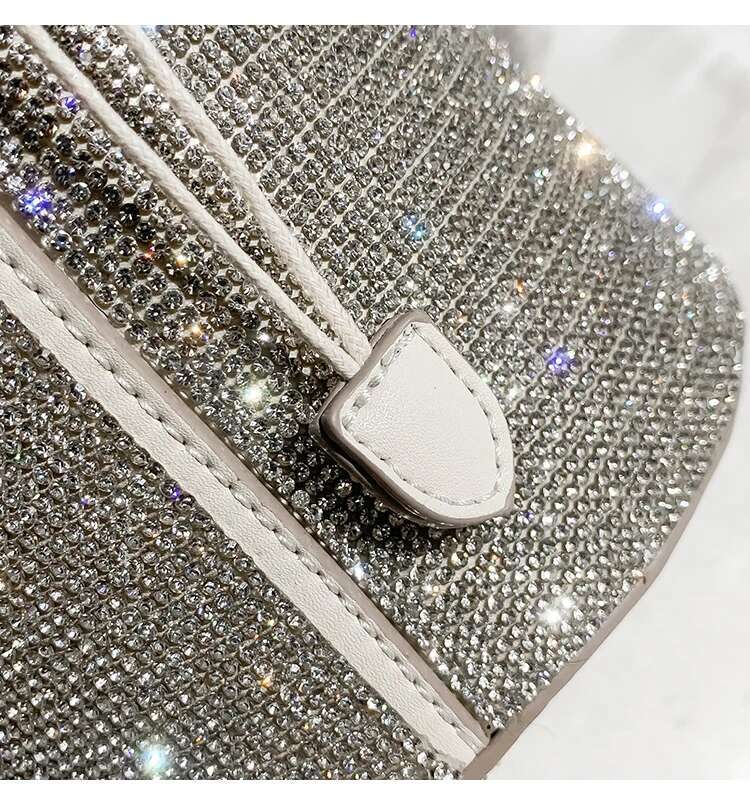Women Handbag Glitter Bucket Crystal Shiny Rhie Dia Evening Wedding Party Clutch Purse Shoulder Crossbody Bag