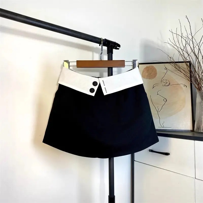 High Waist Contrast Striped Aline Skirt Spring Summer Street Allmatch Loose Midi Vintage Elegant Womens Clothing 250220