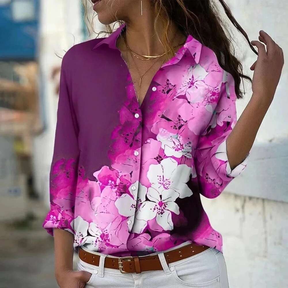 Fashion Long Sleeve Shirt Summer Breathable Single-Breasted Lapel Top 3D Ral Printed Button Shirts Women's Clothing Autumn