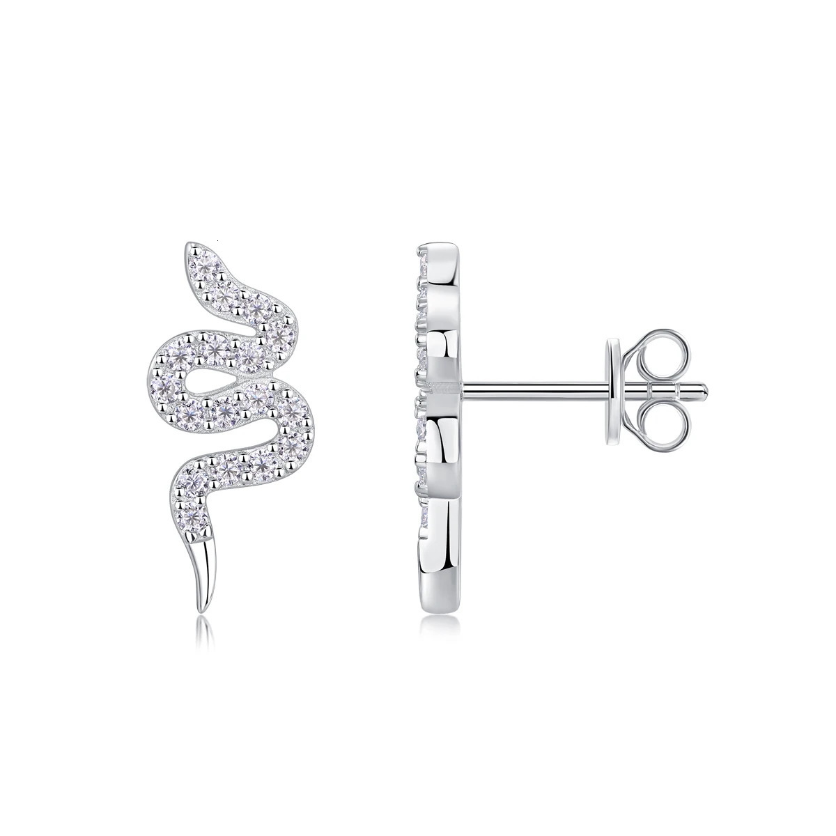925 sterling silver snake stud earrings with Moissanite low allergenicity durability and elegant female 250220