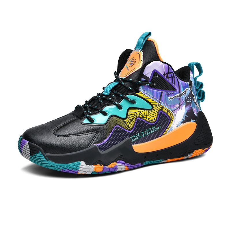 High top basketball men's shoes summer students actual combat friction sound sneakers breathable anti-slip wear-resistant running sports shoes 35