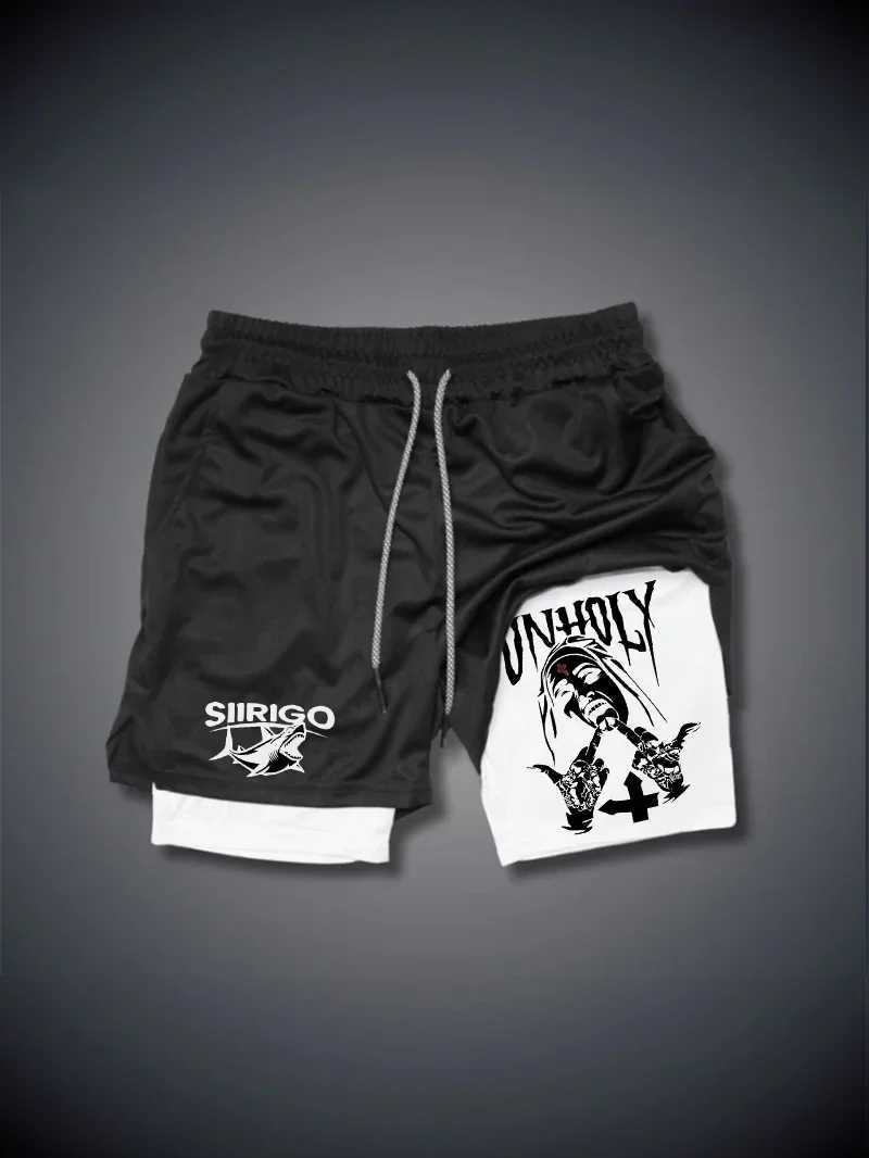 Mens Fitness Shorts Breathable Quick Drying Printed Double-Layer Shorts Summer Sports Casual Training Jogging Shorts XS-3XL X250220