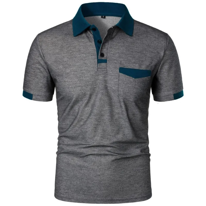 Mens Short Sleeve T Shirts Solid Color Polo Shirt with Pockets Breathable Loose Basic Shirts for Men Lightweight Tops 250219