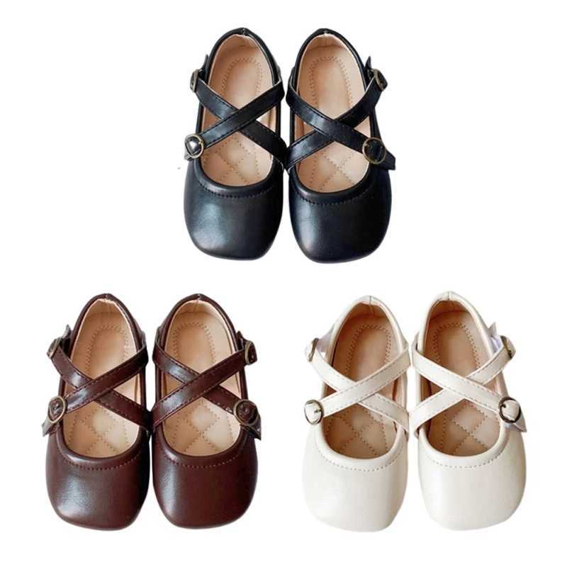 2024 New Girl Princess Flats Children Sweet Retro Shoes Casual Soft Sole Leather Shoes Spring Summer Waterproof Non-slip Flat X250220