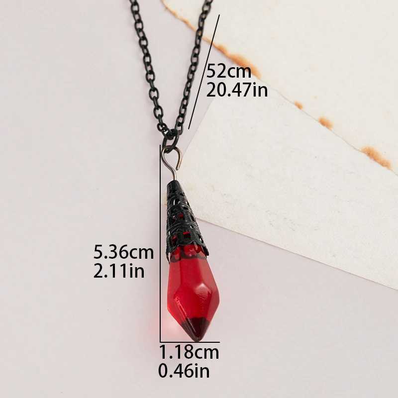 Gothic Vampire Blood Red Crystal Necklace Women Man Pagan Witch Jewelry Demon Vampire Black Chain rs Crystal Pendant ChokerXJ250219