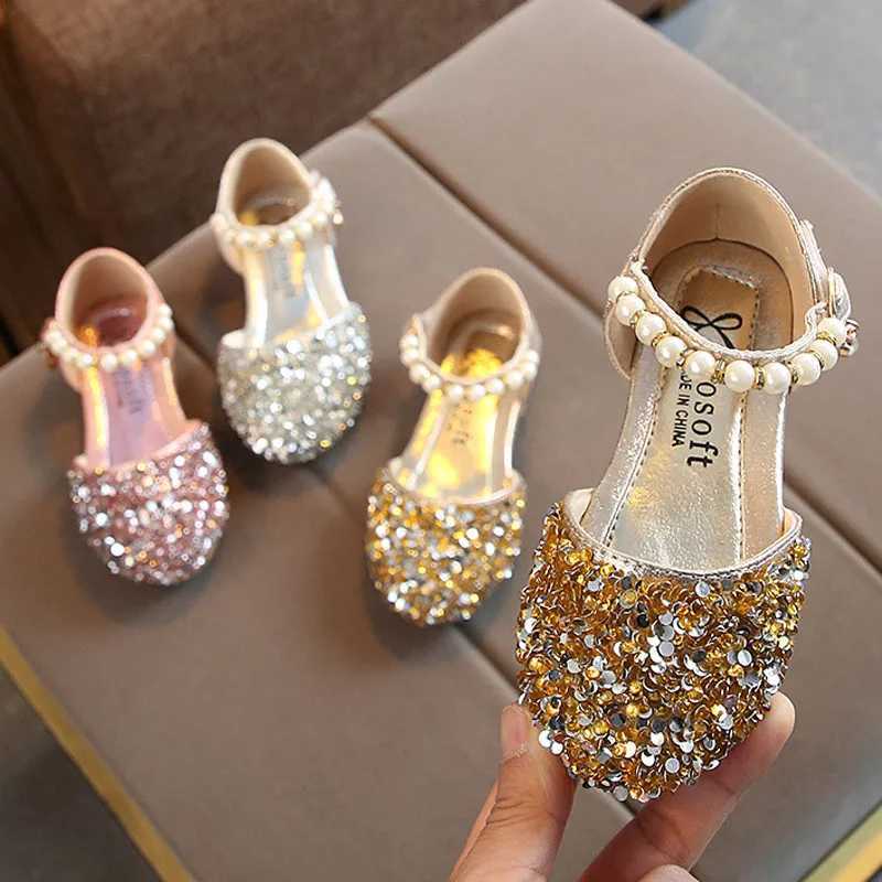 Princess Girl Party Shoes Student Apartment Childrens Shoes Pearl sequin Sandals Childrens Performance Shoes CSH1218 X250220