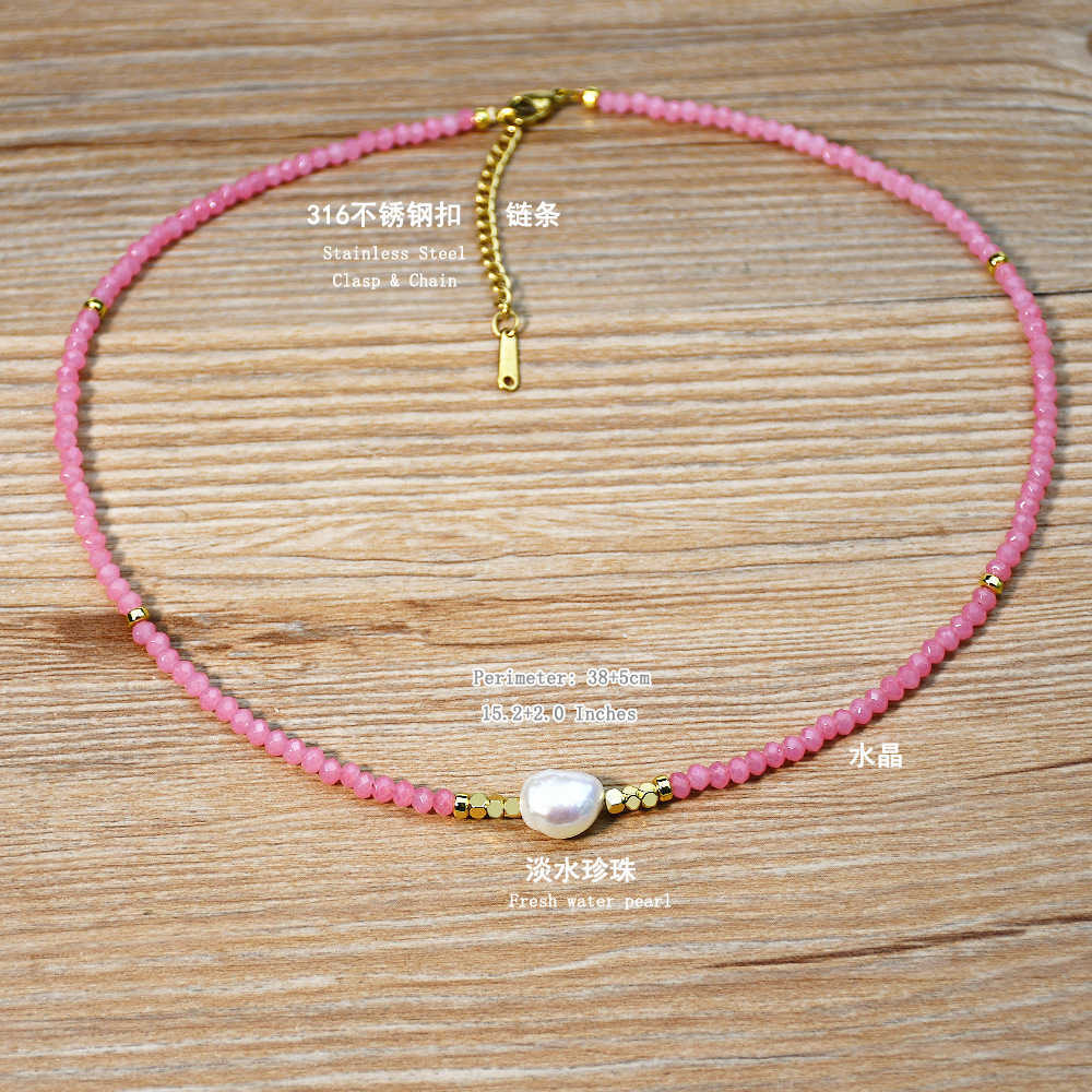 Pendant Necklaces Ins style Baroque natural pearl collarbone chain beige crystal bead necklace womens versatile and colorfast necklace H25219