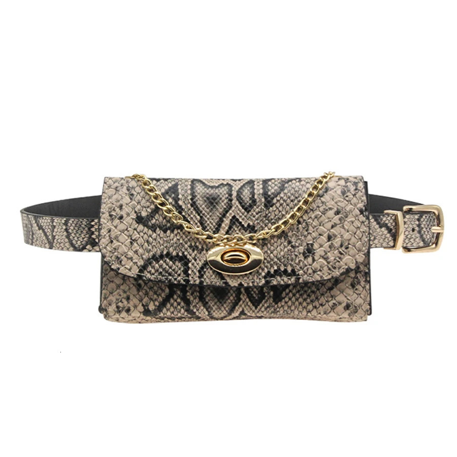 Simple Fashion Women Serpentine Leather Waist Pack Famous Brand Belt Bag Fanny Packs Pouch Phone 250219