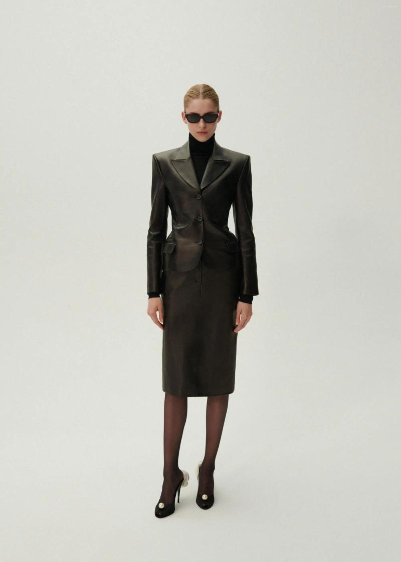 Womens Jackets Fashionable Magda Butrym Leather Jacket With A High-end Feel Handmade By Designer