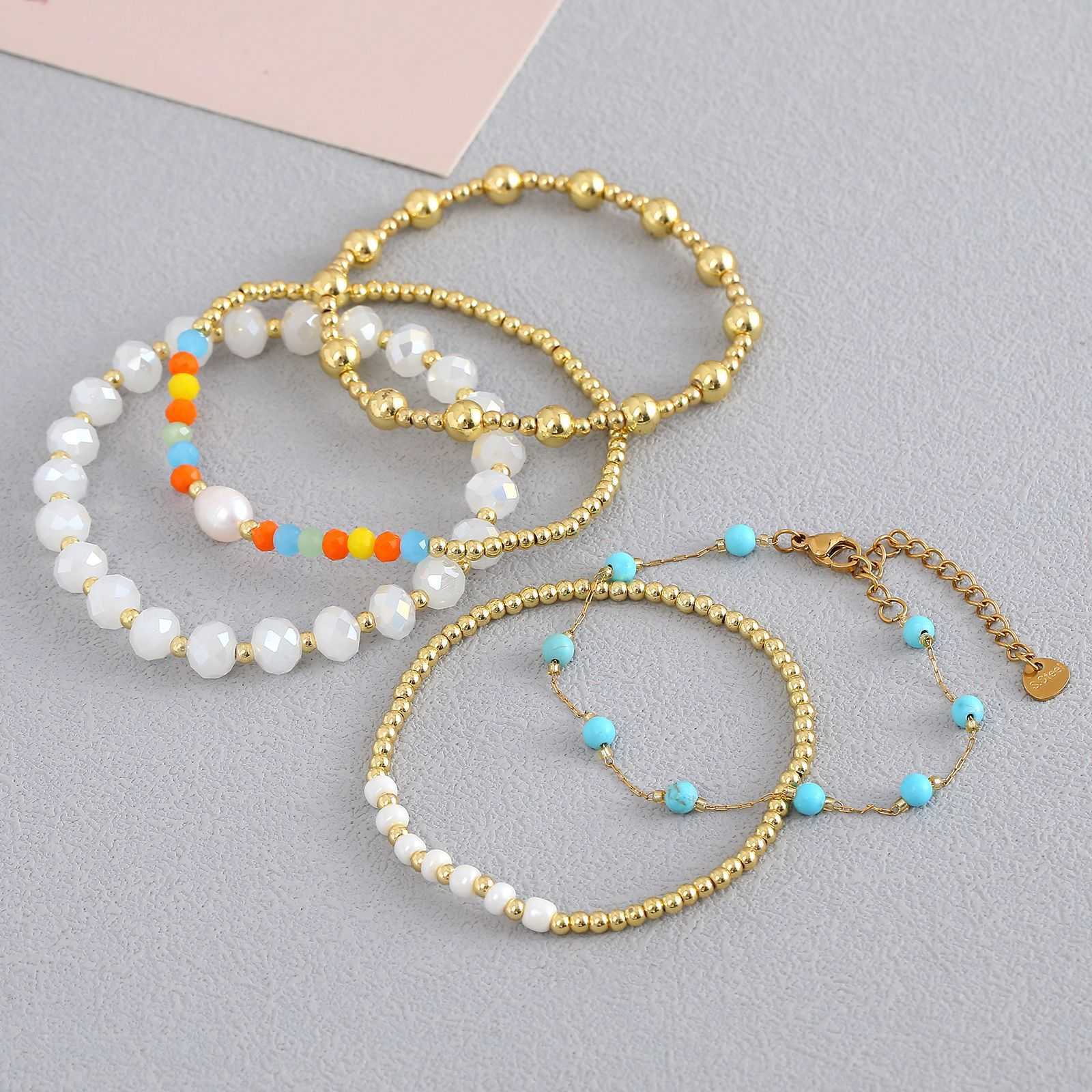 Charm Bracelets Bohemian vacation style bracelet beach style bead colorful and simple temperament handmade high-end pearl bracelet for women H25220