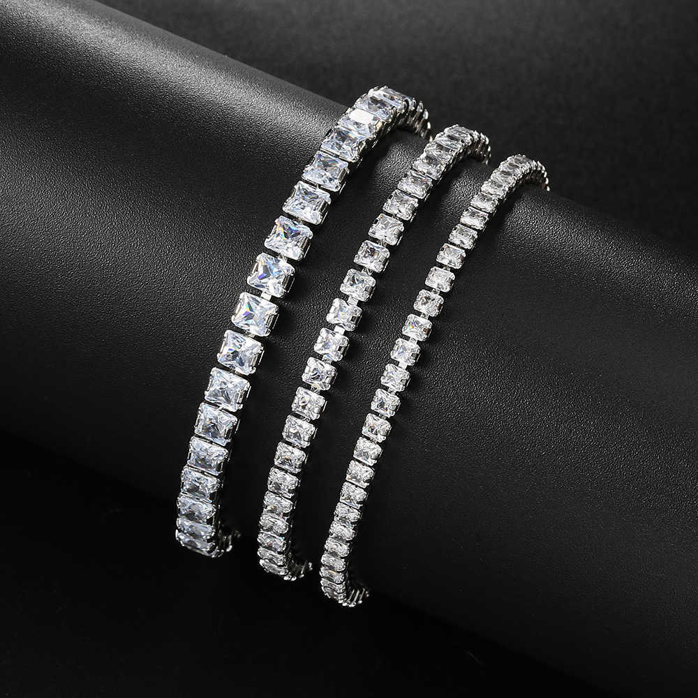 Charm Bracelets Single Row Square Zircon Bracelet Womens Full Diamond Adjustable Pull Tennis Bracelet Jewelry H25220