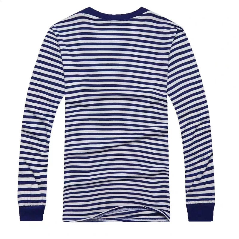 Mens Striped Long Sleeve Tshirt Retro Round Neck Rib Cuff Sailor Top Casual Pullover Navy Style Clothing 250218