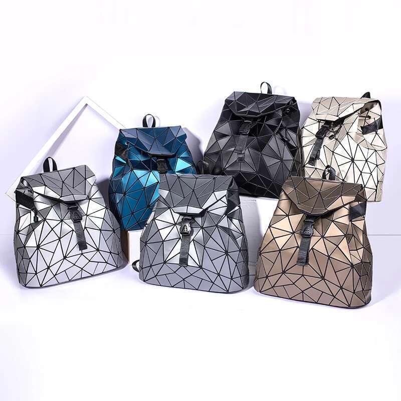 Women matte Geometric bag Female Backpacks For Teenage Girls Bagpack Drawstring Bag Holographic Backpack