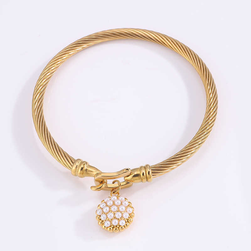 Charm Bracelets Titanium steel bracelet for girls high-end fashionable versatile personalized new style colorfast horseshoe buckle accessory H25220 4 
